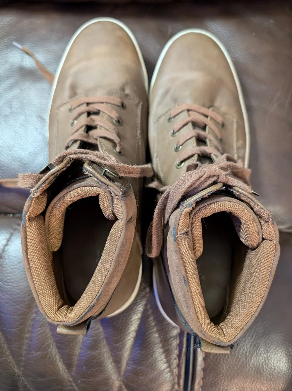 Goodfellow Men's Brown Faux Leather High-Top Sneakers Size 12